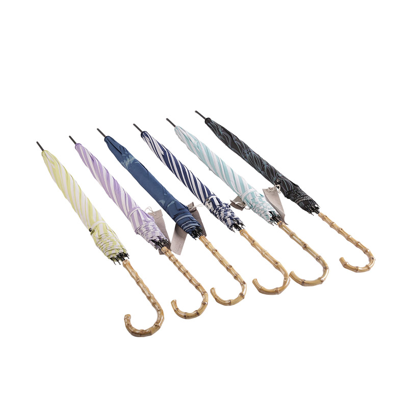 ユース ブルー ストライプ ポンジー UV コーティング ストレート傘-0E6B0129