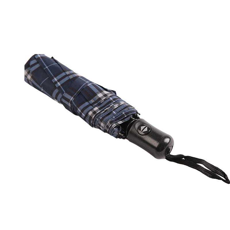 縞格子縮み紬三つ折り傘-0E6B0432