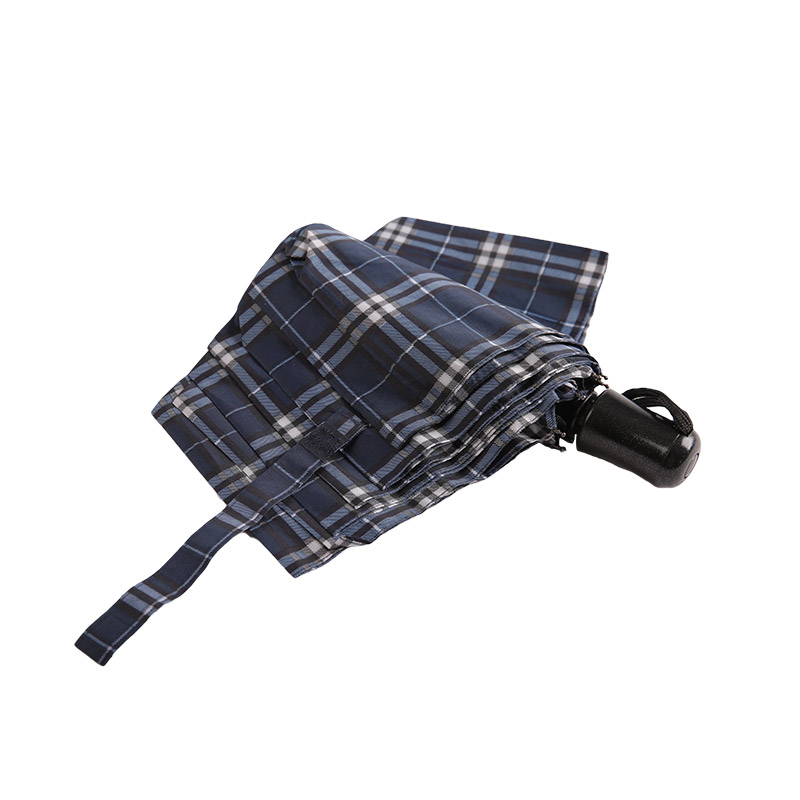 縞格子縮み紬三つ折り傘-0E6B0432