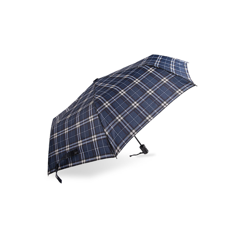 縞格子縮み紬三つ折り傘-0E6B0432