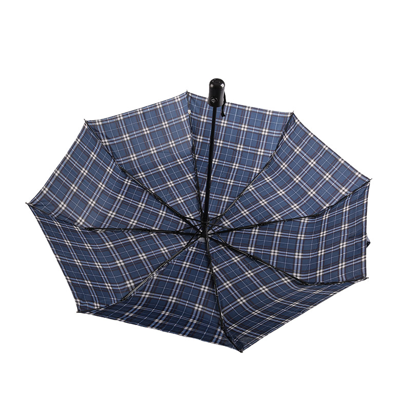 縞格子縮み紬三つ折り傘-0E6B0432