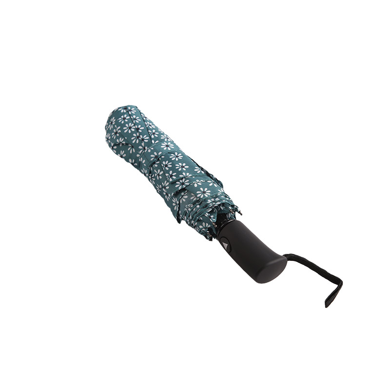 グリーンフレッシュフローラルポンジー三つ折り傘-0E6B0512