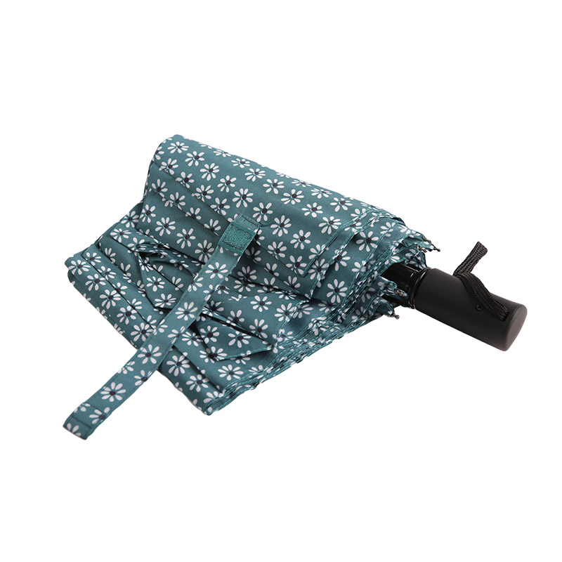 グリーンフレッシュフローラルポンジー三つ折り傘-0E6B0512